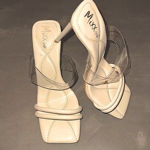 Solid square heeled stiletto sandal (Sold)